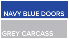 Blue doors grey carcass